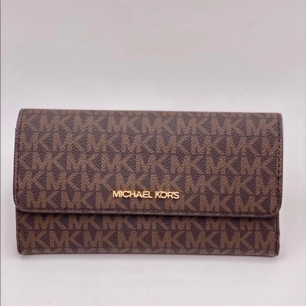 Michael Kors Jet Set Trifold Wallet Brown - Picture 2 of 9